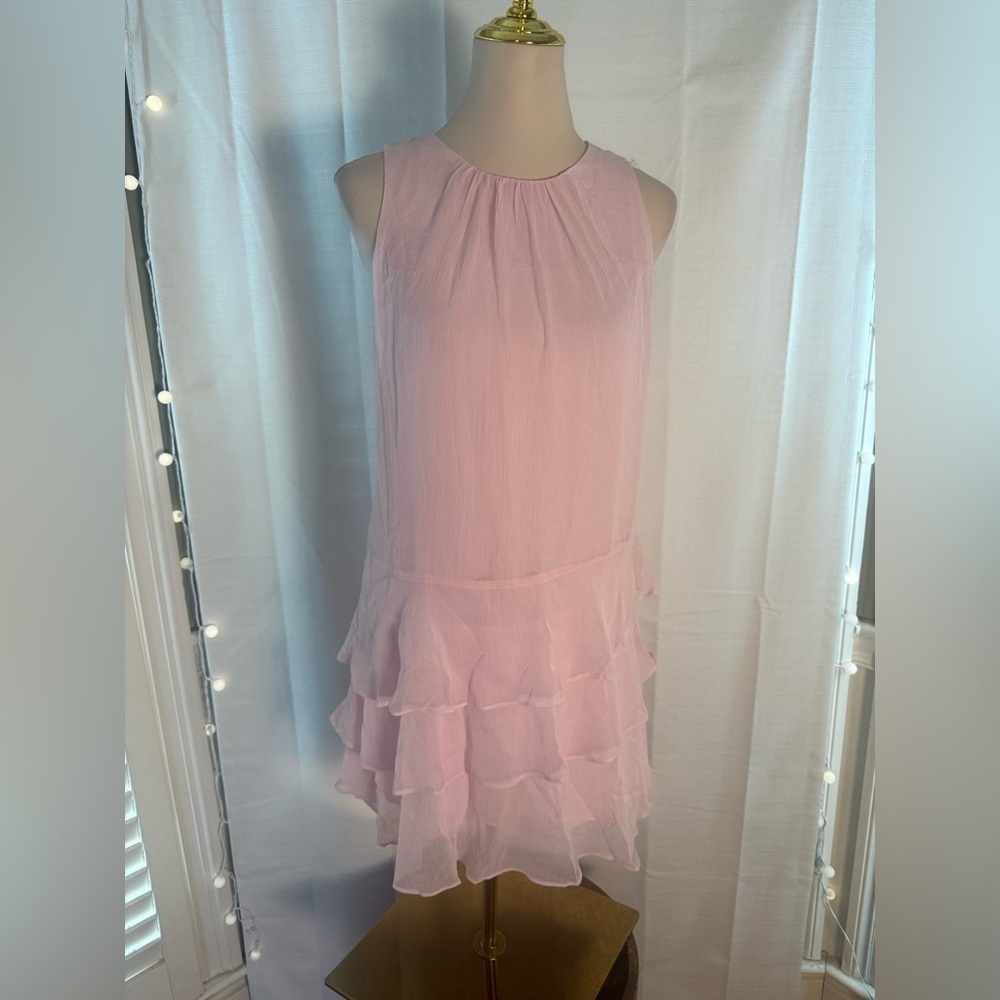 Express Pastel Pink Tiered Ruffle Cocktail Dress Sleeveless Women’s Small - Picture 8 of 8